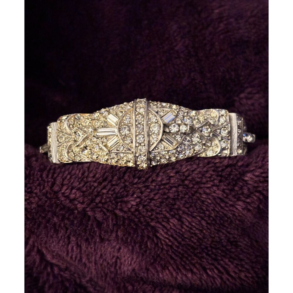 Vintage Ledo Art Deco Crystal Bracelet with Safety Chain